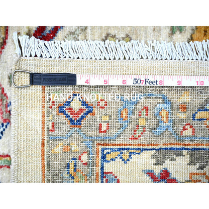 Oushak And Peshawar Wool Hand Knotted Rug Grey Ivory 3.1X9.10 -O088263