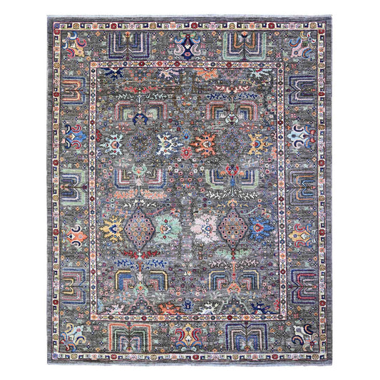 Oushak And Peshawar Wool Hand Knotted Rug Grey Gray 8.2X9.11 -O088268