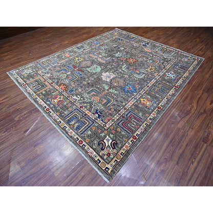 Oushak And Peshawar Wool Hand Knotted Rug Grey Gray 8.2X9.11 -O088268