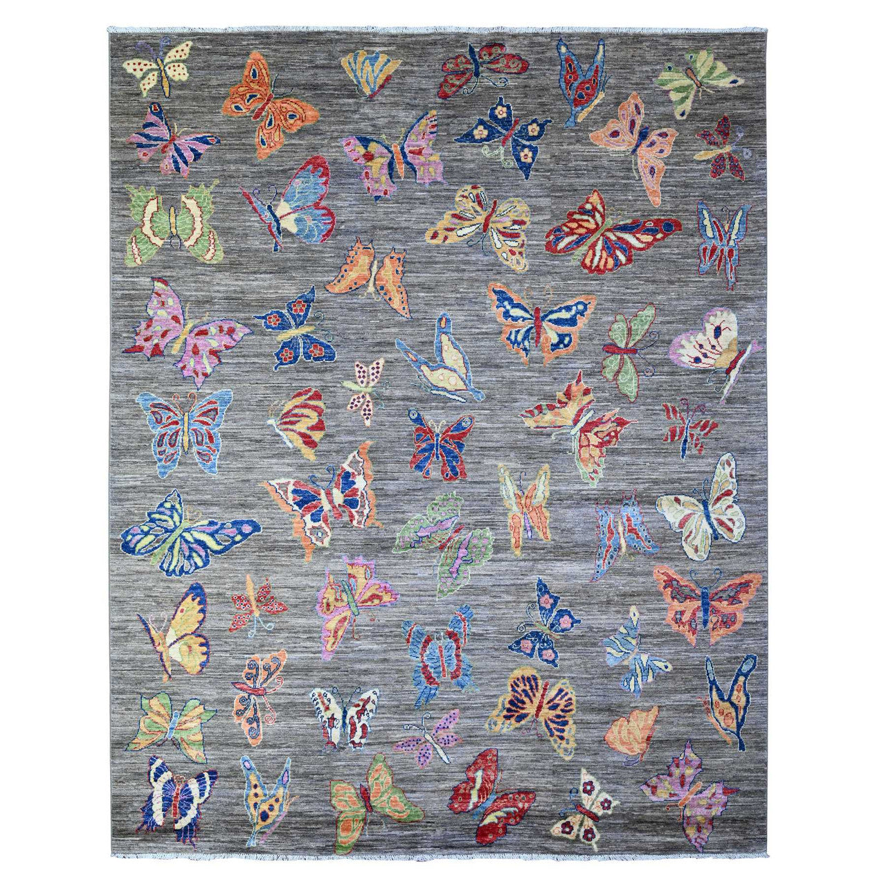 Gray 7'8" x 9'7" Modern and Contemporary Hand knotted Wool Rug - Sku: O088278