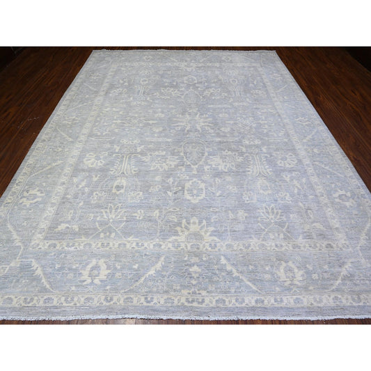 Oushak And Peshawar Wool Hand Knotted Rug Grey Gray 9.4X11.5 -O088282