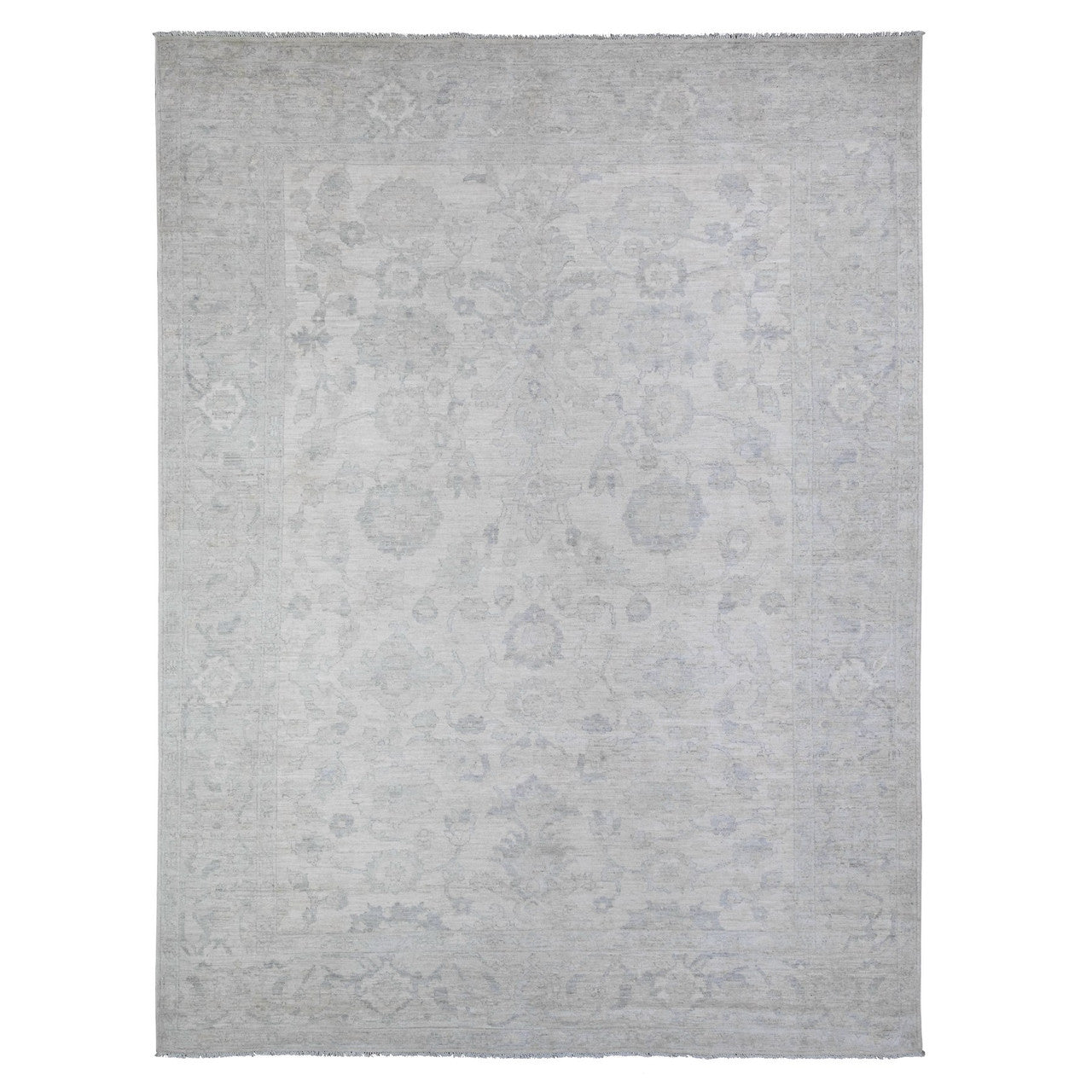 Ivory 8'8" x 11'5" Oushak And Peshawar Hand knotted Wool Rug - Sku: O088297