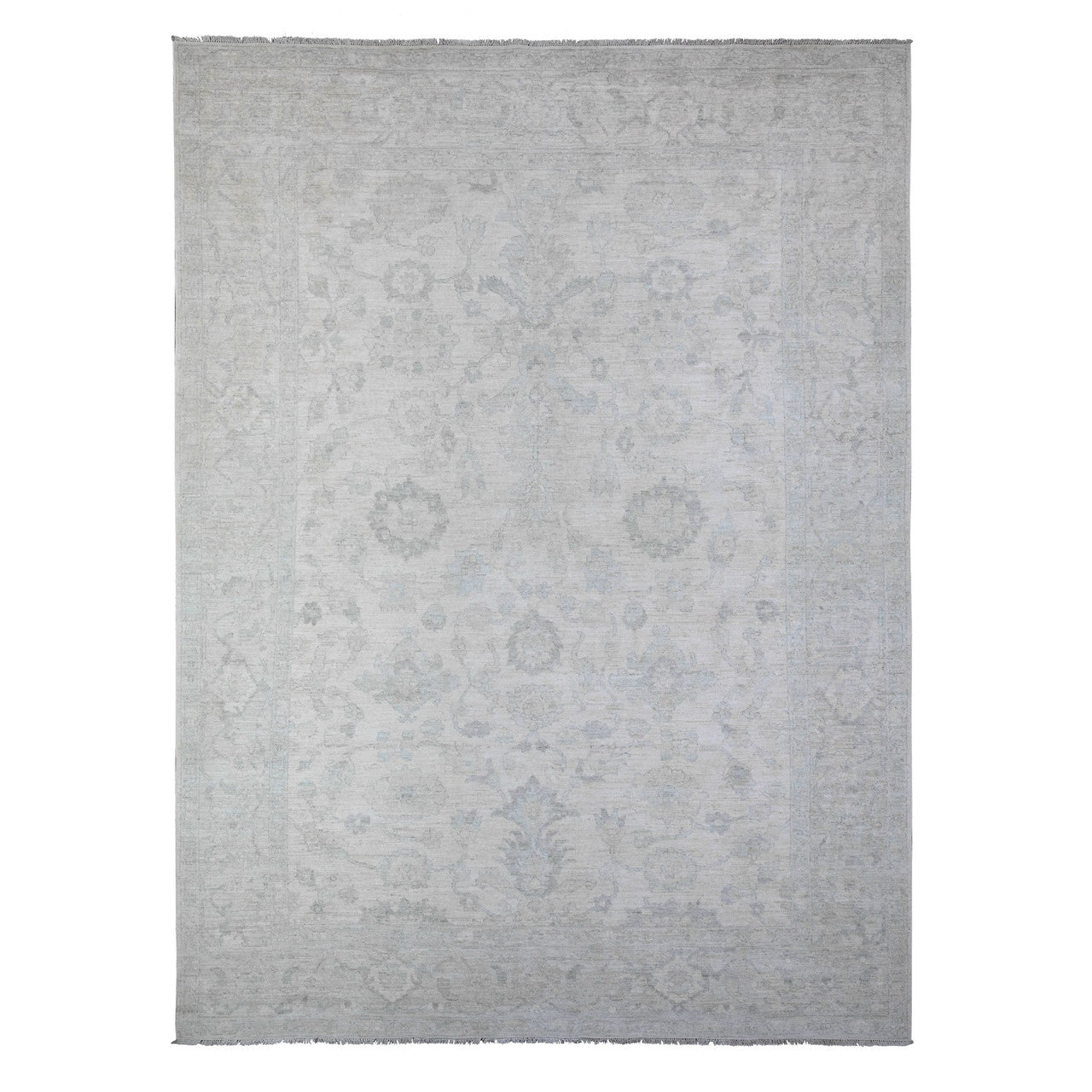 Ivory 8'8" x 11'7" Oushak And Peshawar Hand knotted Wool Rug - Sku: O088299