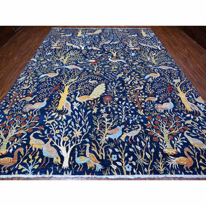 Oushak And Peshawar Wool Hand Knotted Rug Blue 10.1x13.2 -O088309
