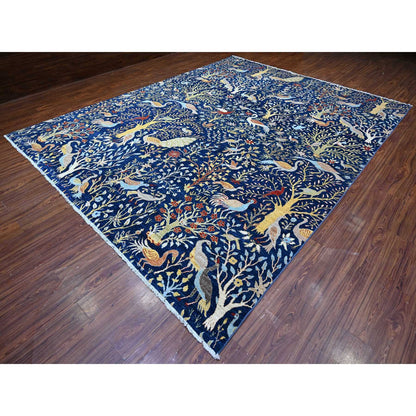 Oushak And Peshawar Wool Hand Knotted Rug Blue 10.1x13.2 -O088309