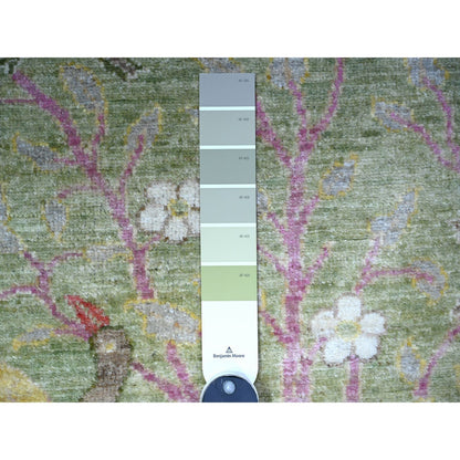 Oushak And Peshawar Wool Hand Knotted Rug Green No Border 2.10X9.8 -O088314