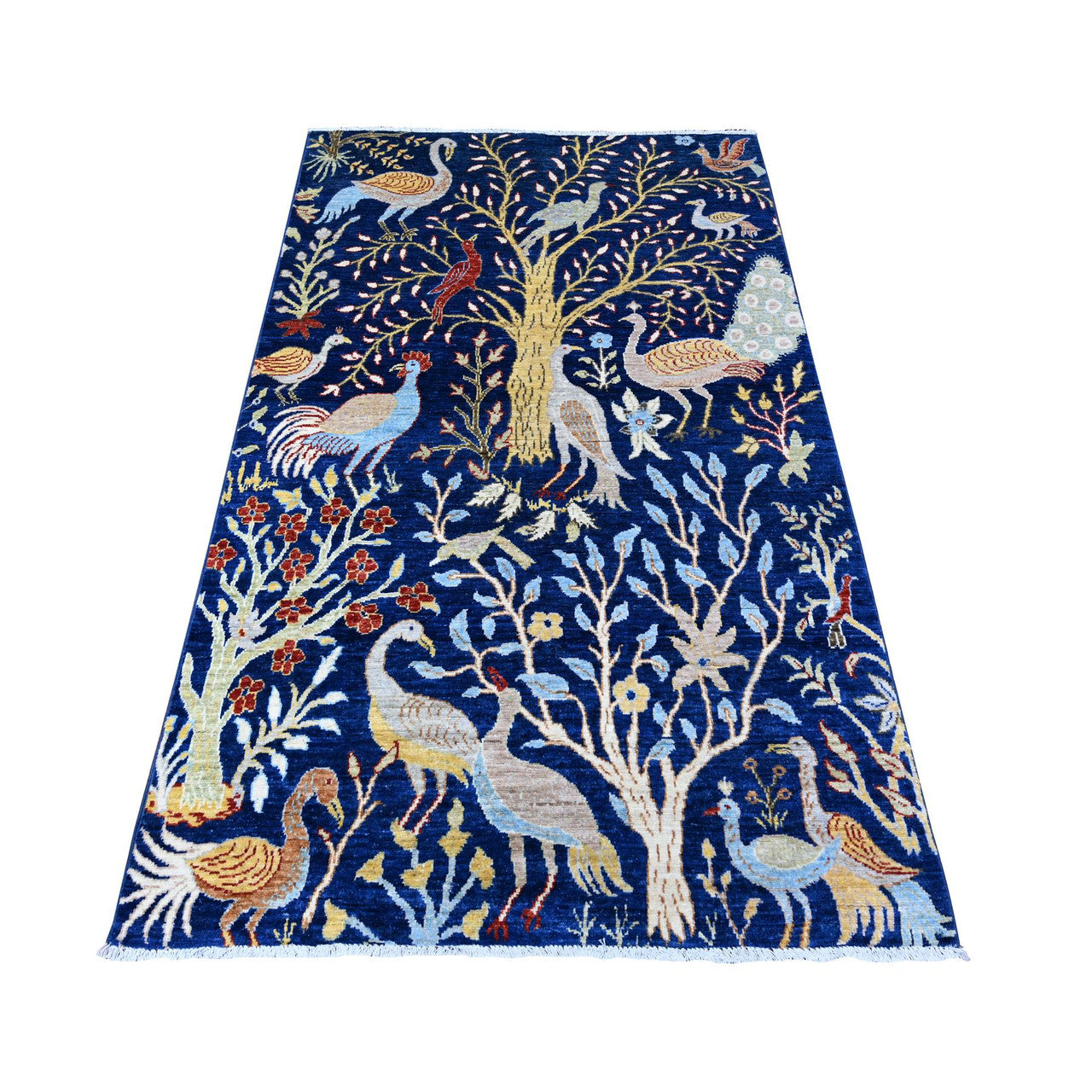Oushak And Peshawar Wool Hand Knotted Rug Blue No Border 3.9X6.1 -O088320