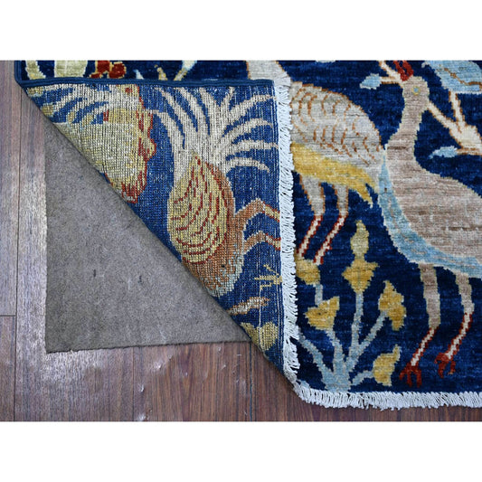 Oushak And Peshawar Wool Hand Knotted Rug Blue No Border 3.9X6.1 -O088320