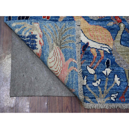 Oushak And Peshawar Wool Hand Knotted Rug Blue No Border 4.1X5.10 -O088322