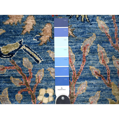 Oushak And Peshawar Wool Hand Knotted Rug Blue No Border 4.1X5.10 -O088322