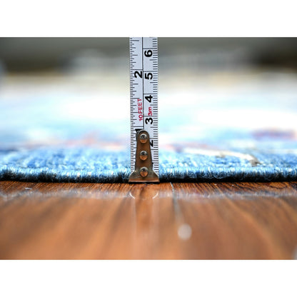 Oushak And Peshawar Wool Hand Knotted Rug Blue No Border 4.1X5.10 -O088322