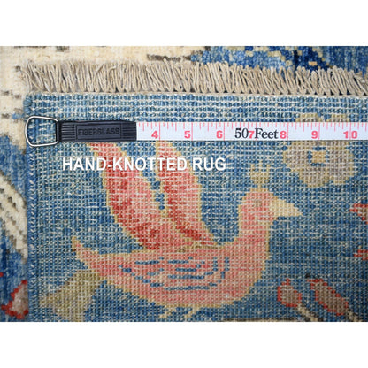 Oushak And Peshawar Wool Hand Knotted Rug Blue No Border 4.1X5.10 -O088322