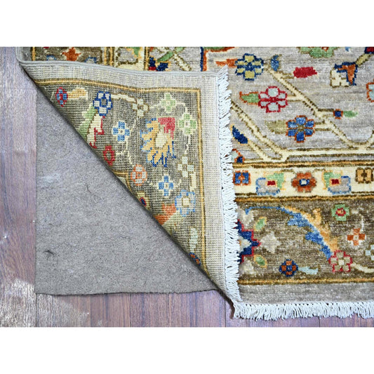 Heriz Wool Hand Knotted Rug Grey Gray 4.1X11.8 -O088327