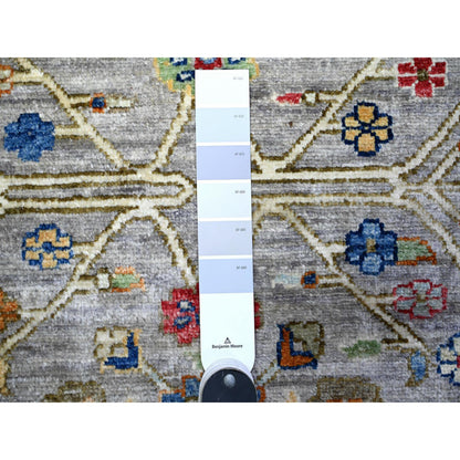 Heriz Wool Hand Knotted Rug Grey Gray 4.1X11.8 -O088327