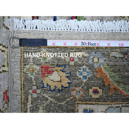 Heriz Wool Hand Knotted Rug Grey Gray 4.1X11.8 -O088327