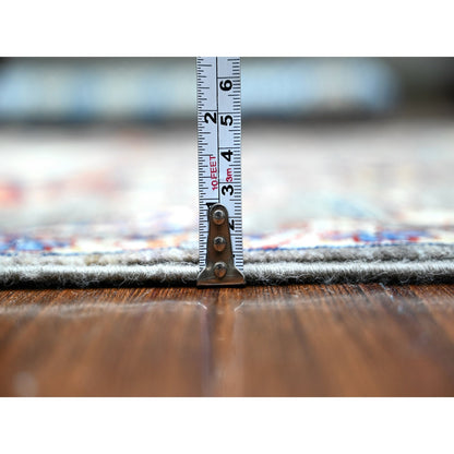 Oushak And Peshawar Wool Hand Knotted Rug Grey Ivory 4.3X11.6 -O088328