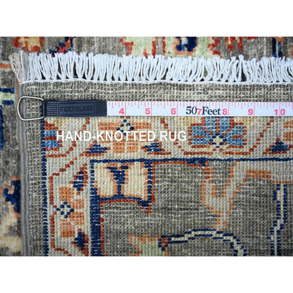 Oushak And Peshawar Wool Hand Knotted Rug Grey Ivory 4.3X11.6 -O088328