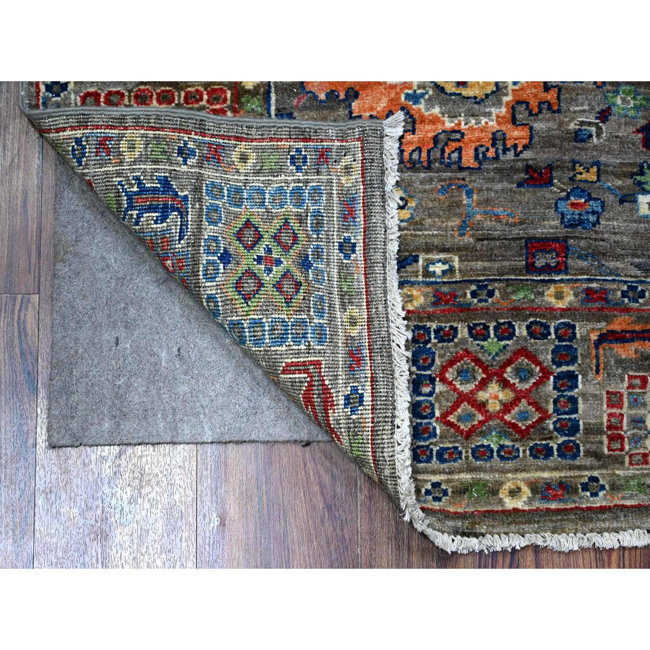 Oushak And Peshawar Wool Hand Knotted Rug Grey Gray 4.1X5.7 -O088331