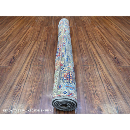 Oushak And Peshawar Wool Hand Knotted Rug Grey Gray 4.1X5.7 -O088331