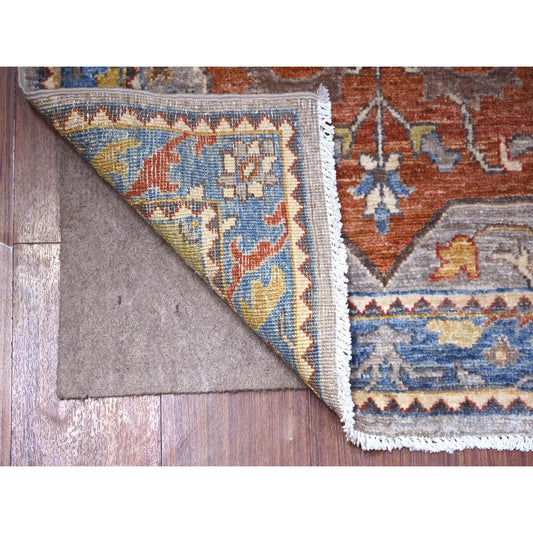 Oushak And Peshawar Wool Hand Knotted Rug Grey Blue 2.6X7.9 -O088333