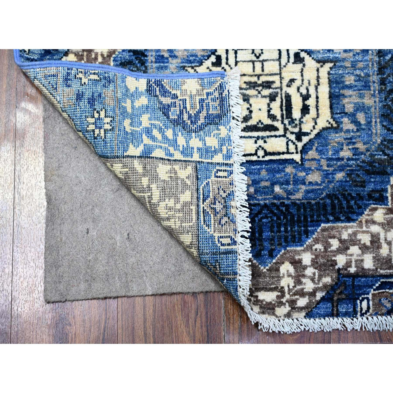 Blue 2'6" x 6'8" Mamluk Hand knotted Wool Rug - Sku: O088334