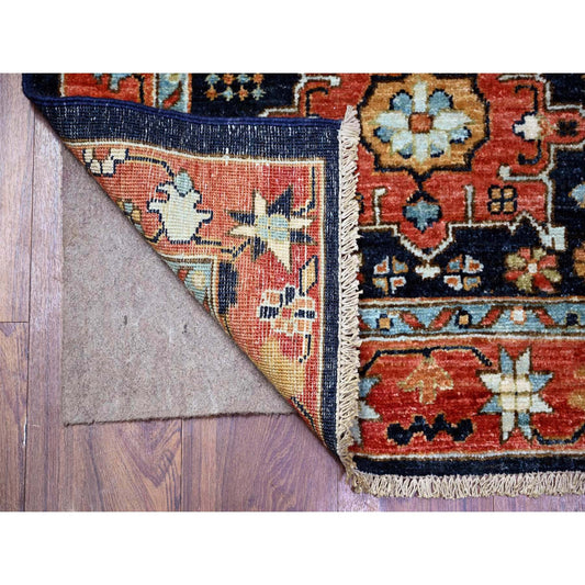 Oushak And Peshawar Wool Hand Knotted Rug Blue Barn Red 2.7X11.7 -O088336