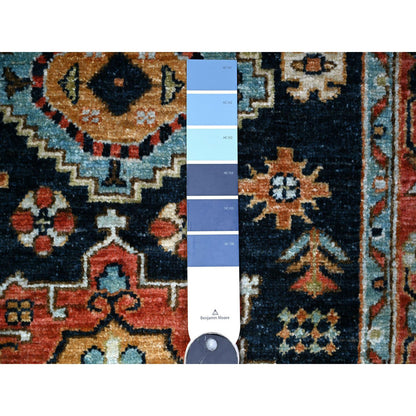 Oushak And Peshawar Wool Hand Knotted Rug Blue Barn Red 2.7X11.7 -O088336