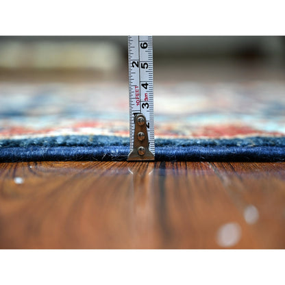 Oushak And Peshawar Wool Hand Knotted Rug Blue Barn Red 2.7X11.7 -O088336