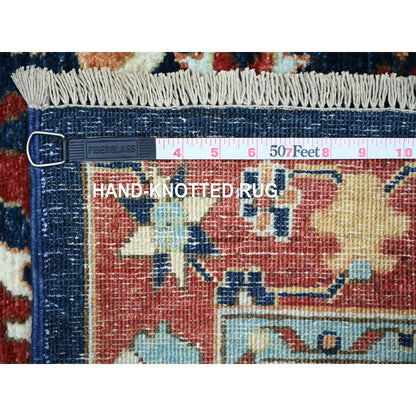 Oushak And Peshawar Wool Hand Knotted Rug Blue Barn Red 2.7X11.7 -O088336