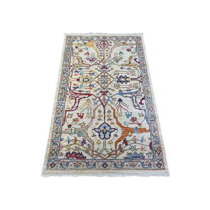 Oushak And Peshawar Wool Hand Knotted Rug Grey Gray 3.1X4.11 -O088340