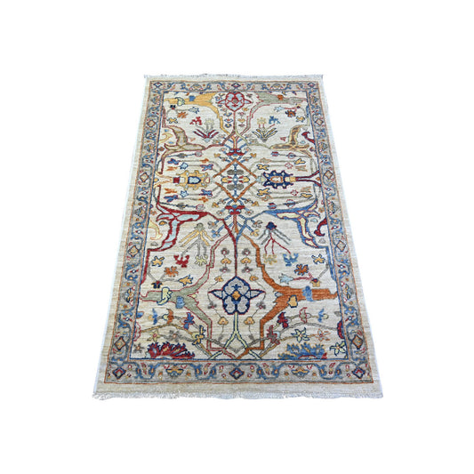 Oushak And Peshawar Wool Hand Knotted Rug Grey Gray 3.1X4.11 -O088340