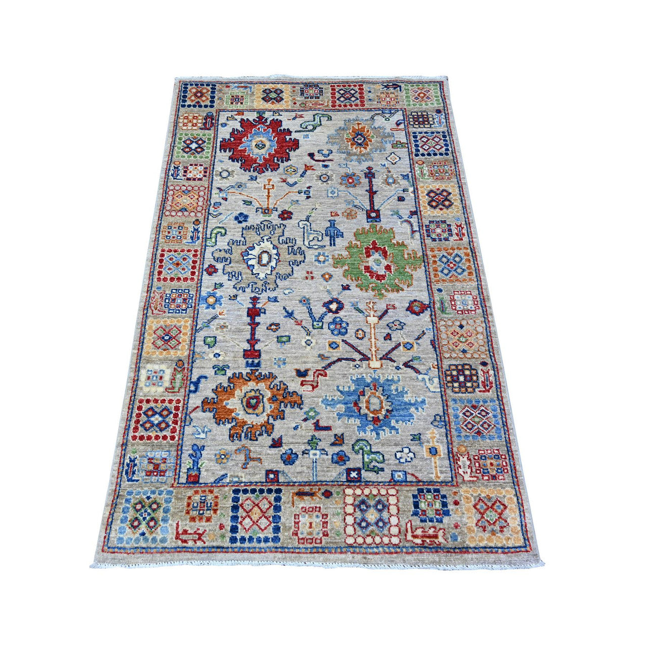Oushak And Peshawar Wool Hand Knotted Rug Grey Gray 3.1X5.0 -O088341