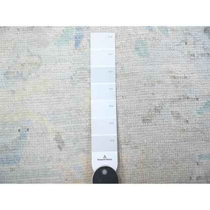 Oushak And Peshawar Wool Hand Knotted Rug Grey Blue 3.0X15.9 -O088347