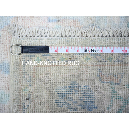 Oushak And Peshawar Wool Hand Knotted Rug Grey Blue 3.0X15.9 -O088347