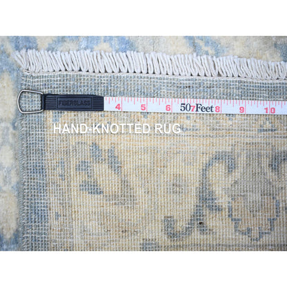 Oushak And Peshawar Wool Hand Knotted Rug Blue White 2.8X10.4 -O088354