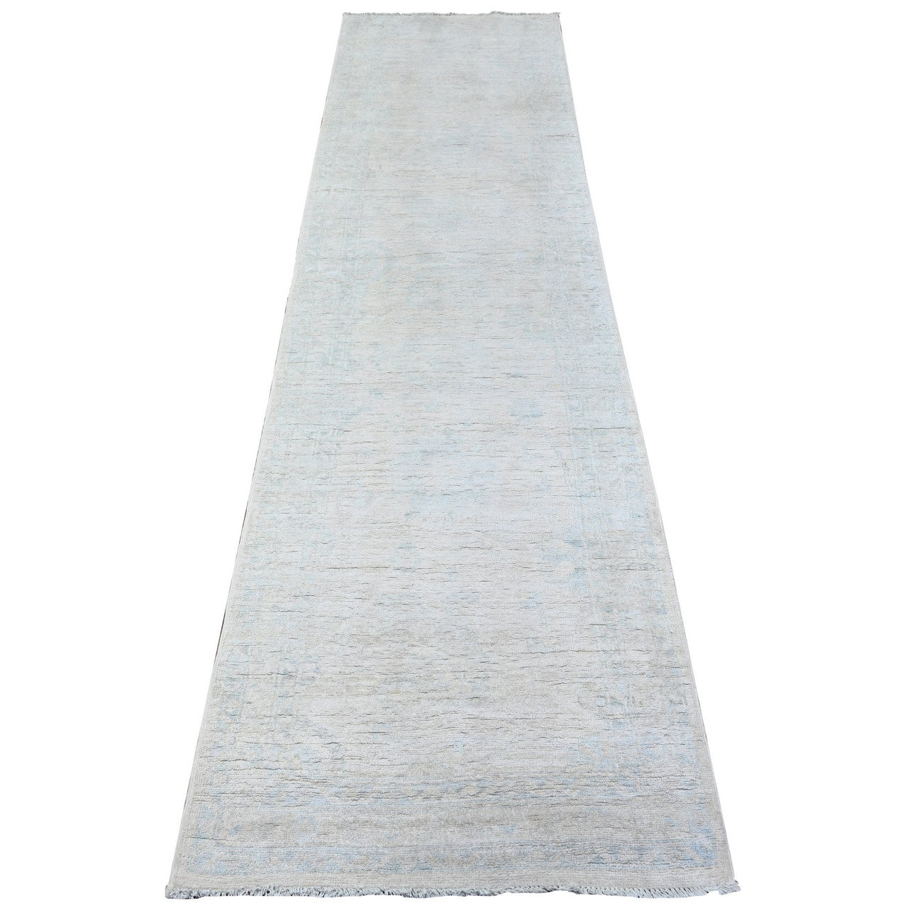 Gray 2'6" x 9'7" Oushak And Peshawar Hand knotted Wool Rug - Sku: O088357
