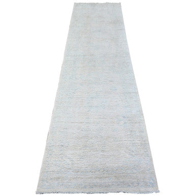 Oushak And Peshawar Wool Hand Knotted Rug Grey Gray 2.6X9.7 -O088357