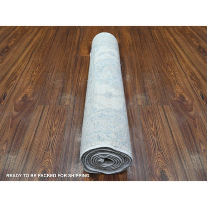 Oushak And Peshawar Wool Hand Knotted Rug Grey Gray 2.6X9.7 -O088357