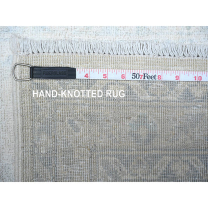 Oushak And Peshawar Wool Hand Knotted Rug Grey Gray 2.6X9.7 -O088357