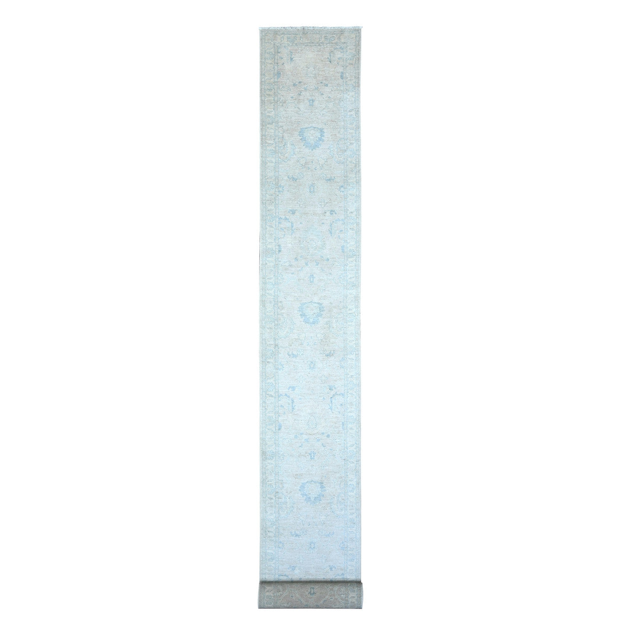 Beige 2'5" x 23'8" Oushak And Peshawar Hand knotted Wool Rug - Sku: O088359