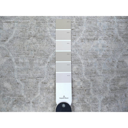Oushak And Peshawar Wool Hand Knotted Rug Grey Gray 2.6X10.3 -O088361