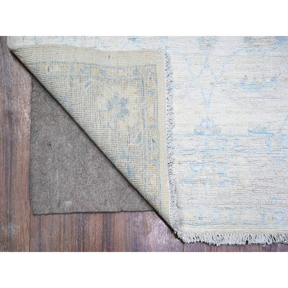 Oushak And Peshawar Wool Hand Knotted Rug Ivory Gray 2.8X12.0 -O088362