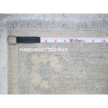 Oushak And Peshawar Wool Hand Knotted Rug Ivory Gray 2.8X12.0 -O088362
