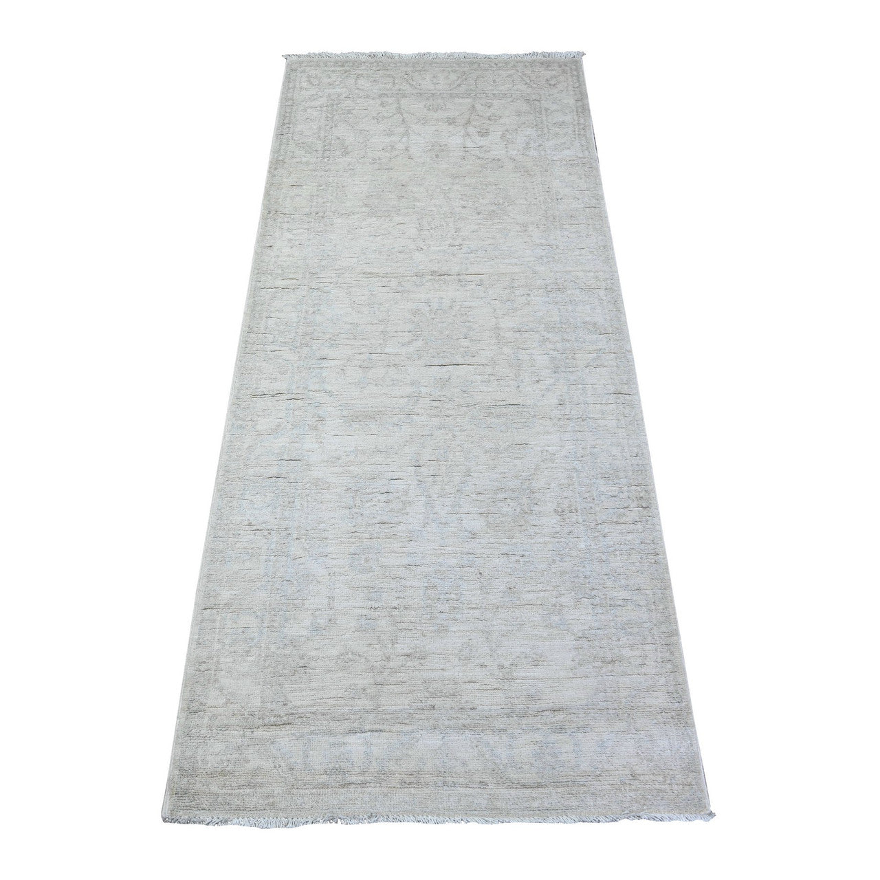 Gray 2'6" x 5'10" Oushak And Peshawar Hand knotted Wool Rug - Sku: O088363