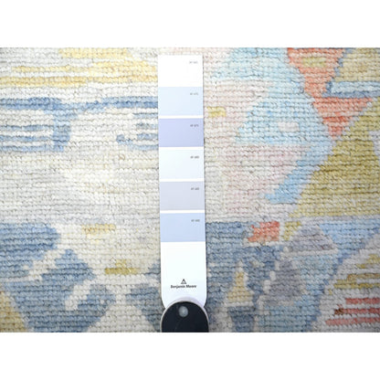 Tribal & Geometric Wool Hand Knotted Rug Multicolored No Border 3.1X9.5 -O088369