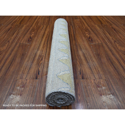 Tribal & Geometric Wool Hand Knotted Rug Multicolored No Border 3.1X9.5 -O088369