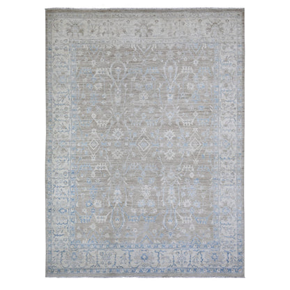 Oushak And Peshawar Wool Hand Knotted Rug Brown Beige 8.9X12.0 -O088377