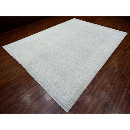 Oushak And Peshawar Wool Hand Knotted Rug Grey Beige 8.9X11.10 -O088378