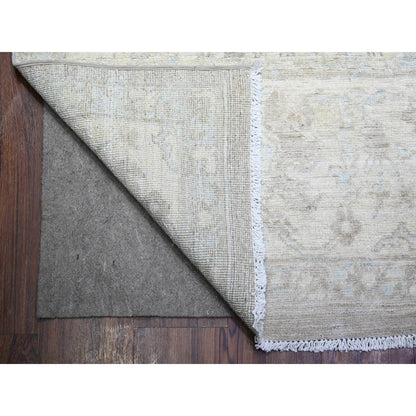 Oushak And Peshawar Wool Hand Knotted Rug Grey Beige 8.9X11.10 -O088378