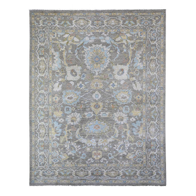 Oushak And Peshawar Wool Hand Knotted Rug Grey Gray 9.1X11.7 -O088383